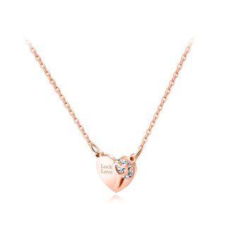 Fashion Romantic Plated Rose Gold 316l Stainless Steel Heart Necklace With Cubic Zircon Rose Gold - One Size