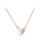 Fashion Romantic Plated Rose Gold 316l Stainless Steel Heart Necklace With Cubic Zircon Rose Gold - One Size