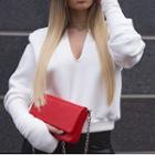 Long Sleeve V-neck Plain Pullover