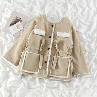 Button-up Padded Jacket Khaki - One Size