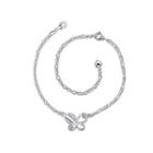 Fashion Simple Butterfly Anklet With Austrian Element Crystal Silver - One Size