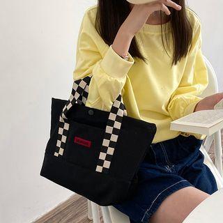 Checker Print Strap Tote Bag