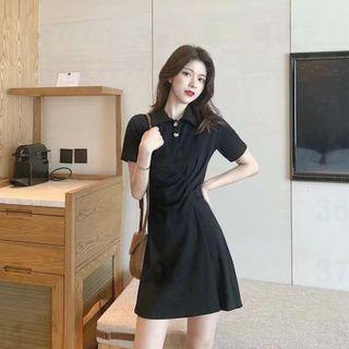 Shirred Mini A-line Polo Dress