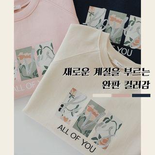Letter Floral-printed Sweatshirt
