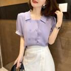 Square-neck Plain Button-up Blouse
