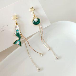 Non-matching Faux Pearl Mermaid Fringed Earring
