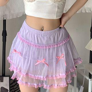 Bow A-line Mesh Skirt