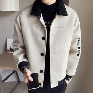 Lettering Two Tone Buttoned Jacket
