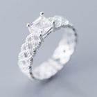 925 Sterling Silver Lattice Ring S925 Silver - White - One Size