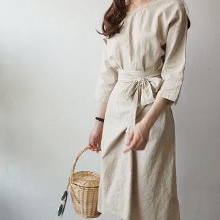 Linen Tie-waist Wrap Dress