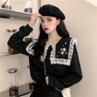 Embroidered Collar Cardigan