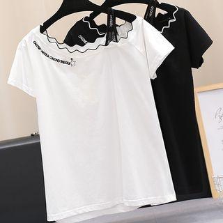 Short-sleeve Wavy Edge Top