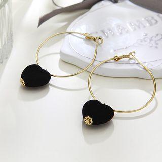Heart Drop Hoop Earrings