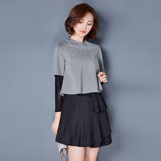 Set: Plain Top + Accordion Dress