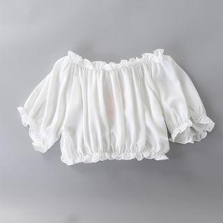 Crop Short-sleeve Chiffon Top