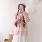 Collared Knit Jacket Pink - One Size
