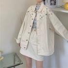 Flower Embroidered Jacket / Mini A-line Skirt