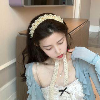 Lace Hair Band Hairband - Lace - Beige - One Size