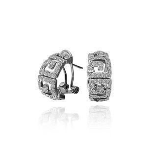 Simple And Elegant Geometric Pattern Earrings With Austrian Element Crystal Silver - One Size