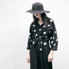 3/4-sleeve Dotted Wrap Blouse