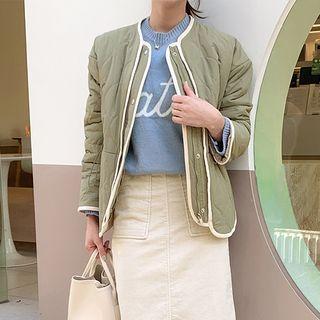Drawcord-waist Piped Padded Jacket