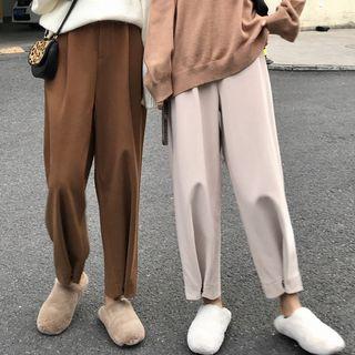 Button Hem Wide Leg Pants