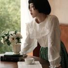 Butterfly Accent Mesh Collar Blouse