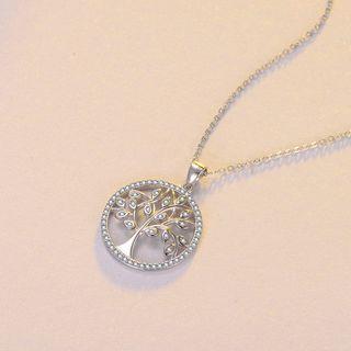 925 Sterling Silver Cz Tree Necklace As Shown In Figure - One Size