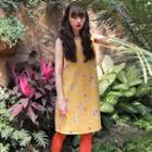 Sleeveless Floral Print A-line Dress Yellow - One Size