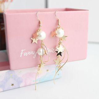 Faux Pearl Star & Swirl Fringed Earring As Shown In Figure - One Size