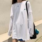 Embroidered Loose-fit Sweatshirt White - One Size