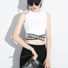Sleeveless Lettering Cross Strap Cropped Top
