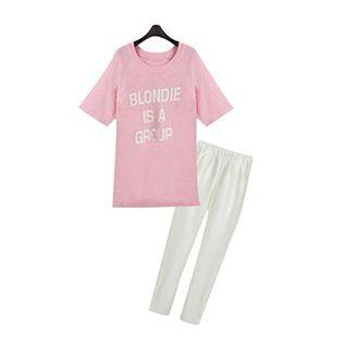 Set : Letter Short-sleeve T-shirt + Pants