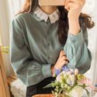 Detachable Eyelet Lace Collar Blouse