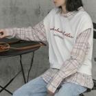 Plaid Mock Two-piece Shirt White - One Size