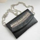 Faux Leather Embellished Clutch