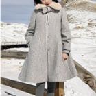 Furry Collar A-line Dress Coat