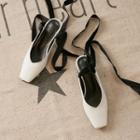 Lace-up Square-toe Chunky-heel Mules