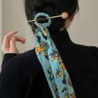 Floral Print Hair Stick 2887a - Yellow Flower - Blue - One Size
