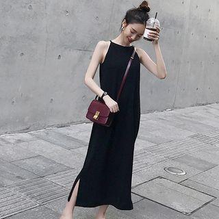 Set: Halter Midi Dress + Plain Shirt
