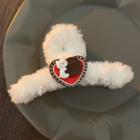 Animal Heart Chenille Hair Clamp 2411a - Hair Clip - Bear & Heart - Brown & Red - One Size