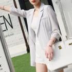 3/4-sleeve Linen Blazer