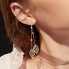925 Silver Plating Leaf Dangle Earring 925 Silver Plating - Gold - One Size