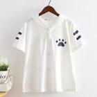 Short-sleeve Cat Hooded T-shirt
