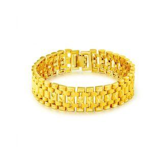 Fashion Domineering Plated Gold Wide Version Of Geometric Tank Bracelet Golden - One Size