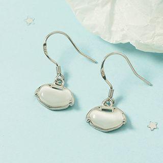 Lock Cat Eye Stone Dangle Earring 1 Pair - Silver - One Size