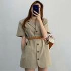 Single Breasted Short-sleeve Blazer A-line Dress
