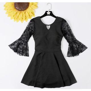 3/4-sleeve Lace Paneled Swimdress