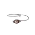 925 Sterling Silver Fashion Simple Shell Purple Freshwater Pearl Open Bangle Silver - One Size