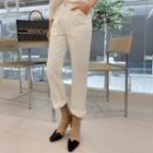 Fleece-lined Stitched Slim-fit Pants